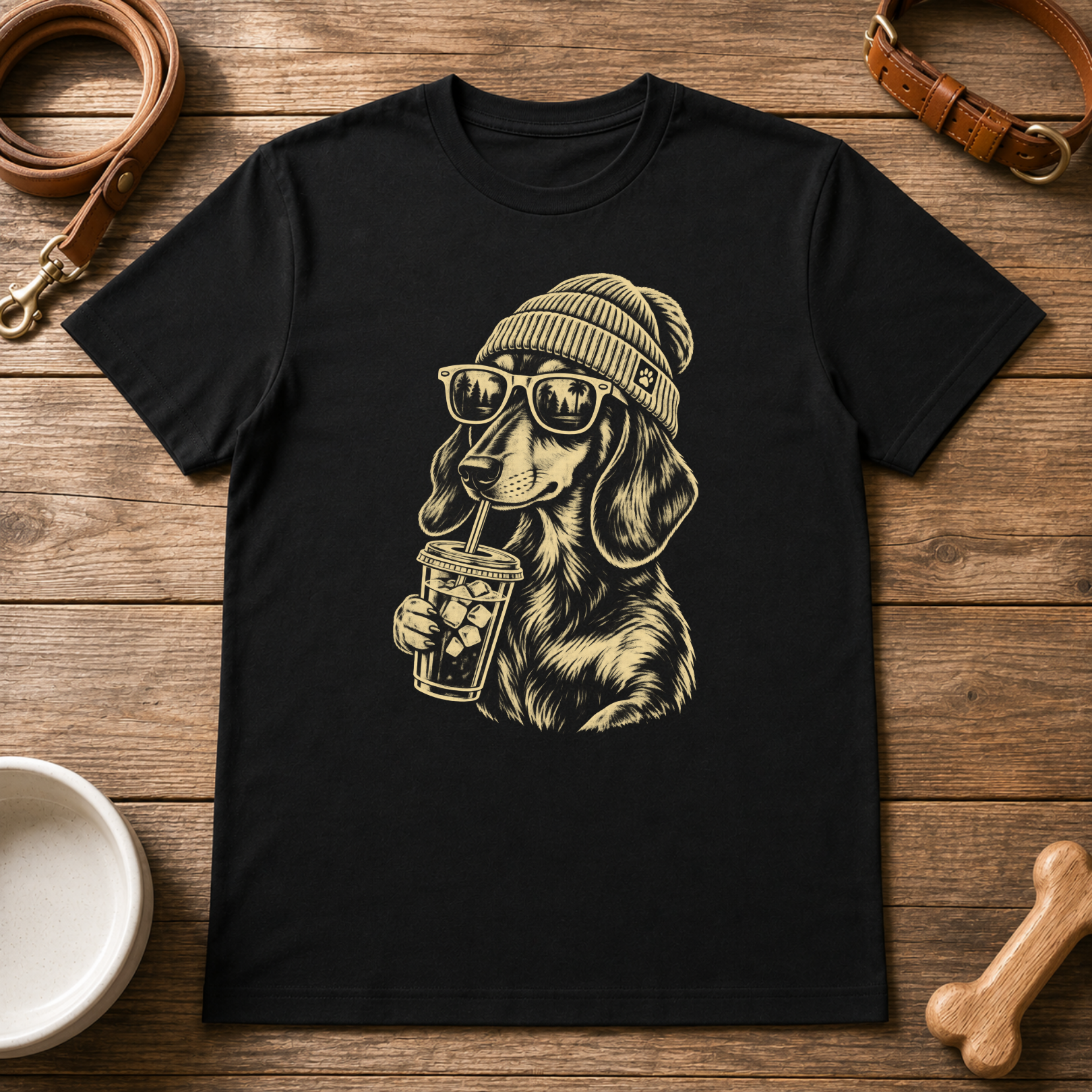 Dachshund Drinking Coffee T-Shirt