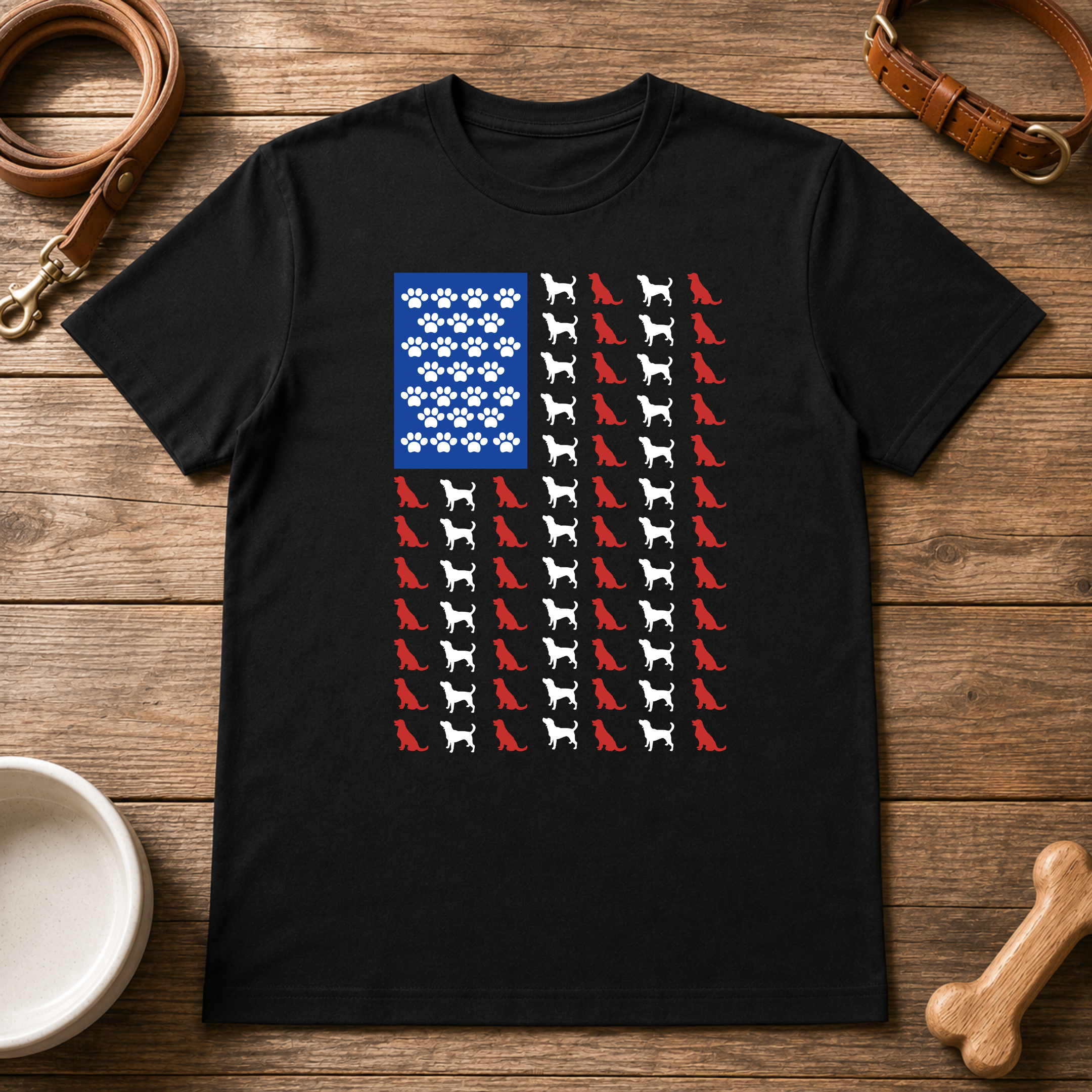 Dog American Flag T-Shirt