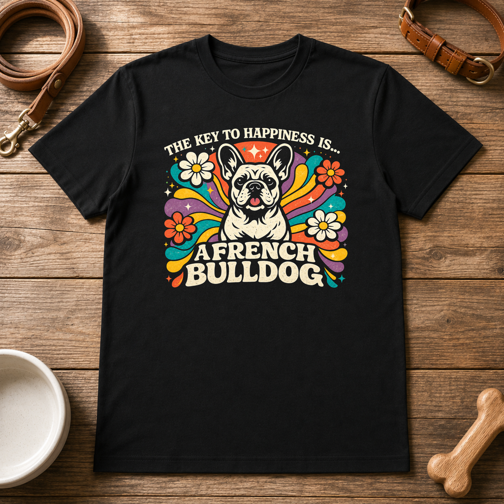 The Key to Happiness is a French Bulldog T-Shirt