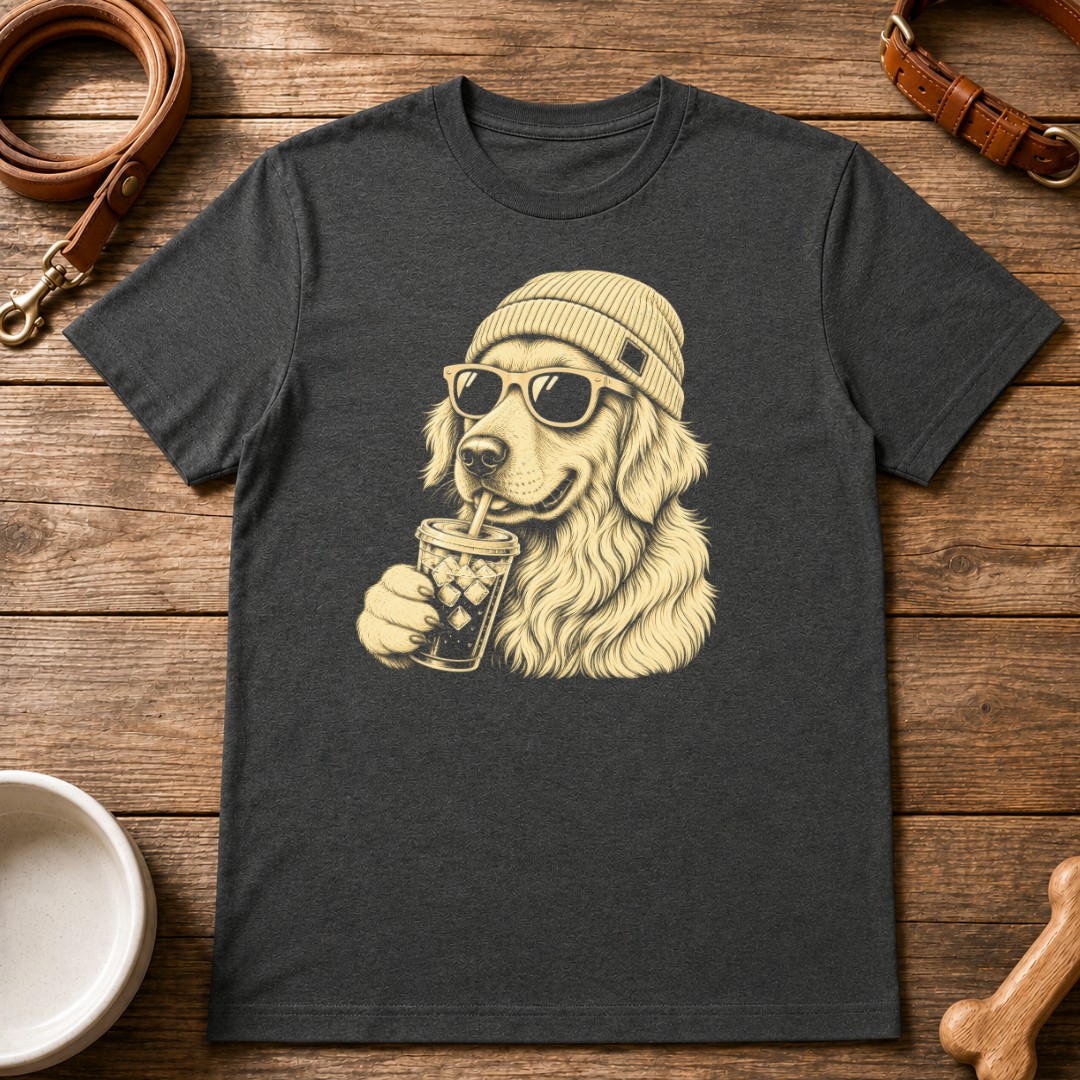 Golden Retriever Drinking Coffee T-Shirt