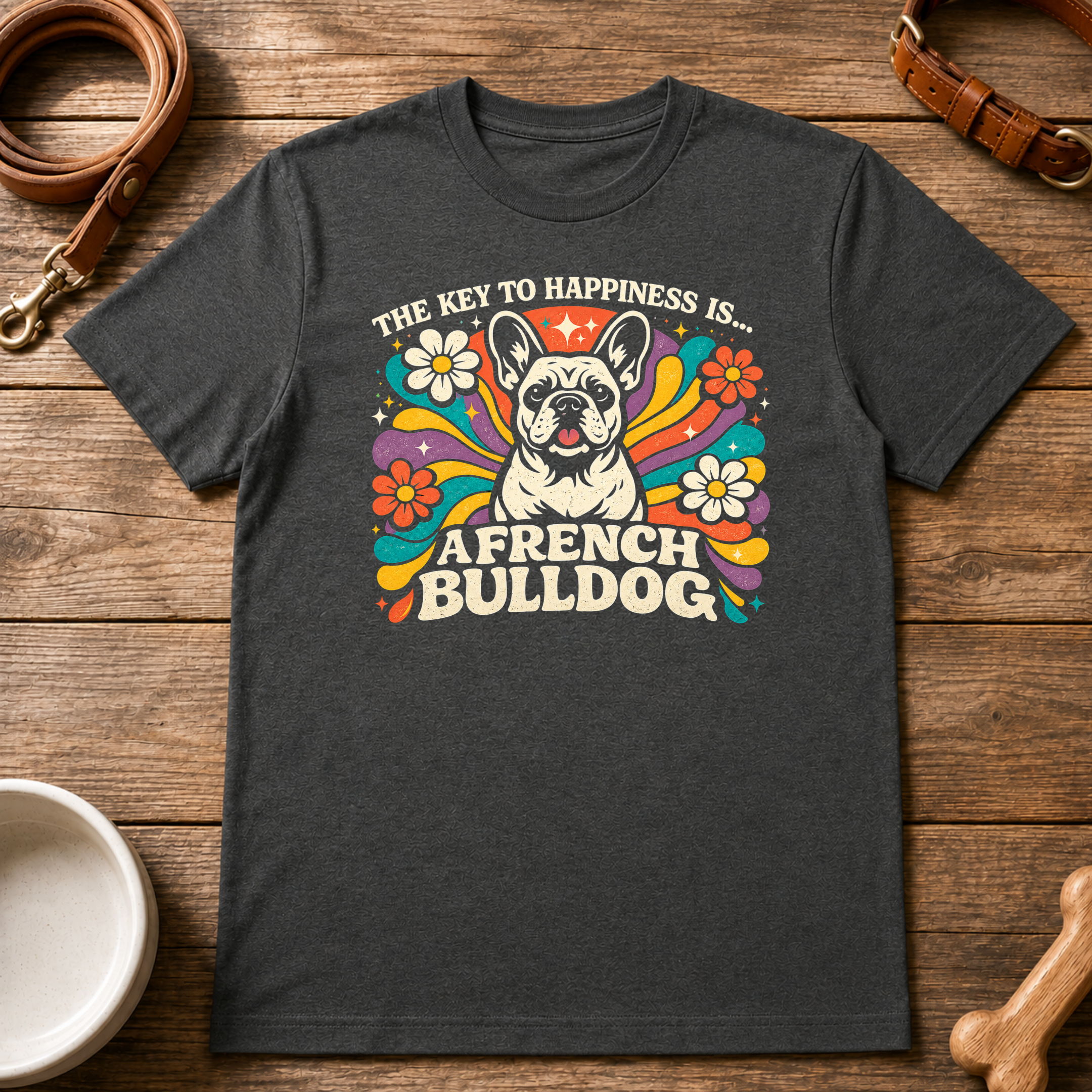 The Key to Happiness is a French Bulldog T-Shirt