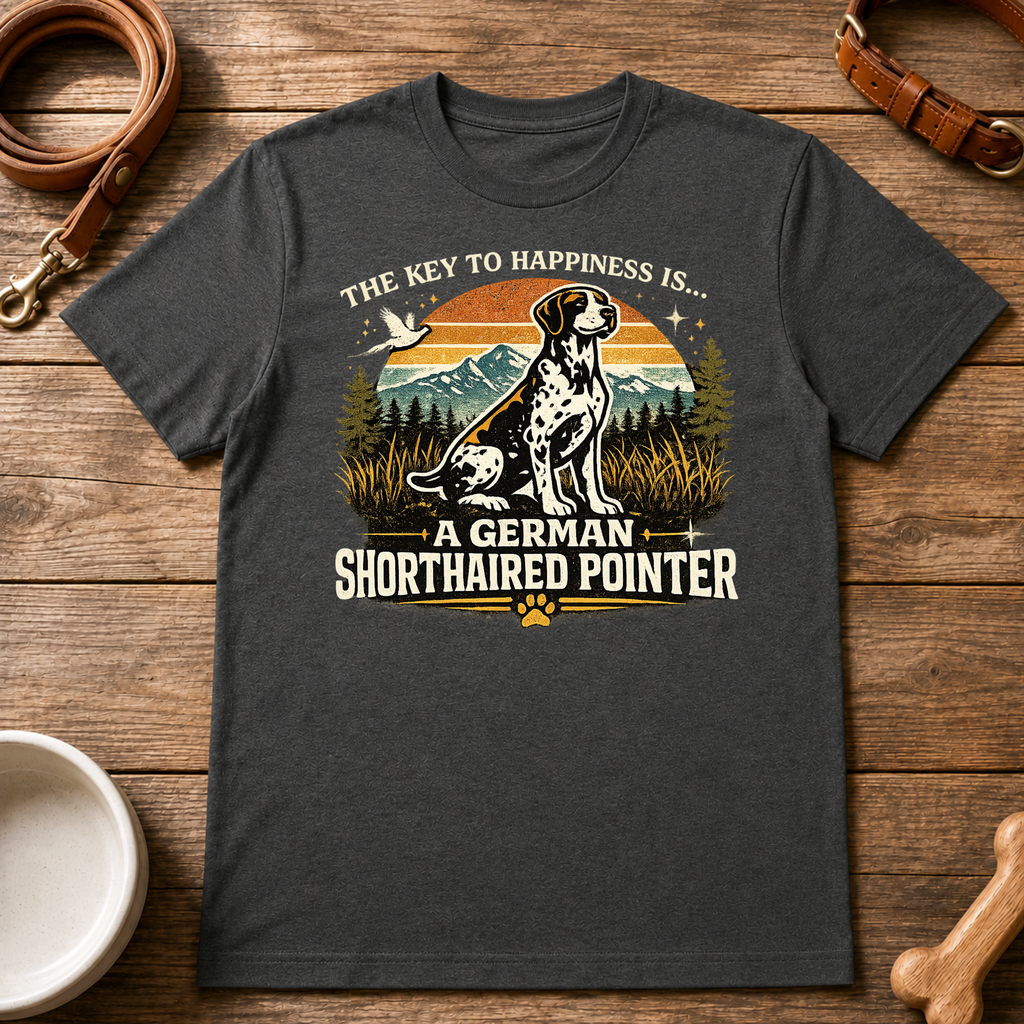 The Key to Happiness is a German Shorthaired Pointer T-Shirt