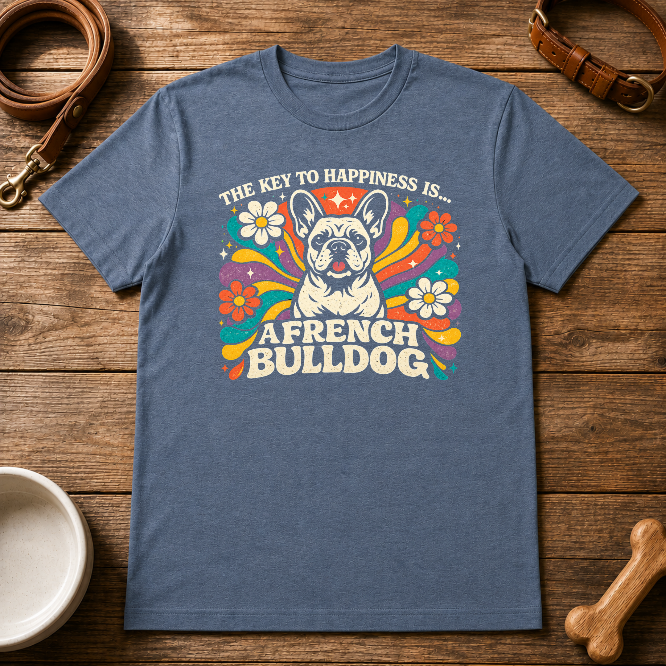 The Key to Happiness is a French Bulldog T-Shirt