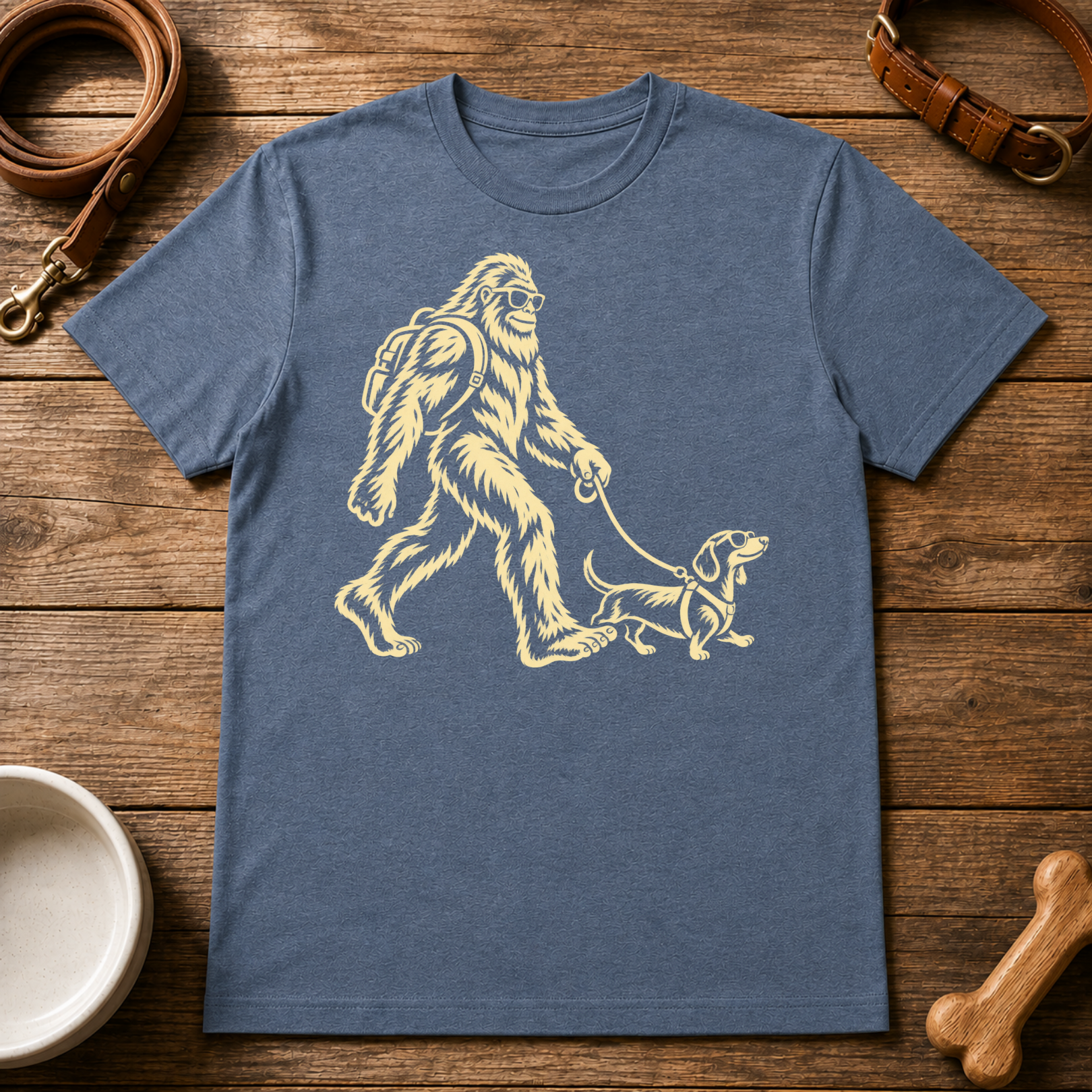 Bigfoot Walking Dachshund T-Shirt
