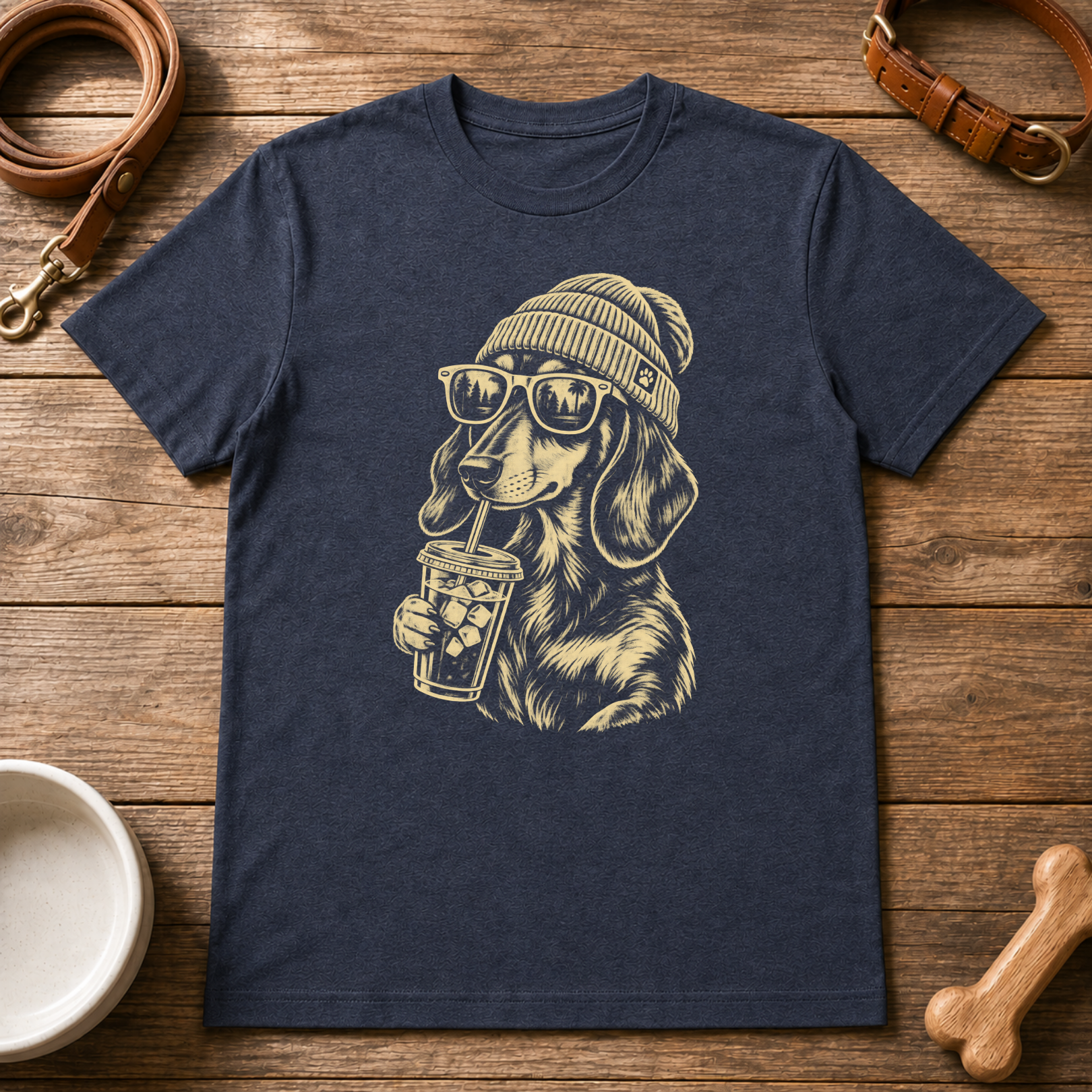 Dachshund Drinking Coffee T-Shirt