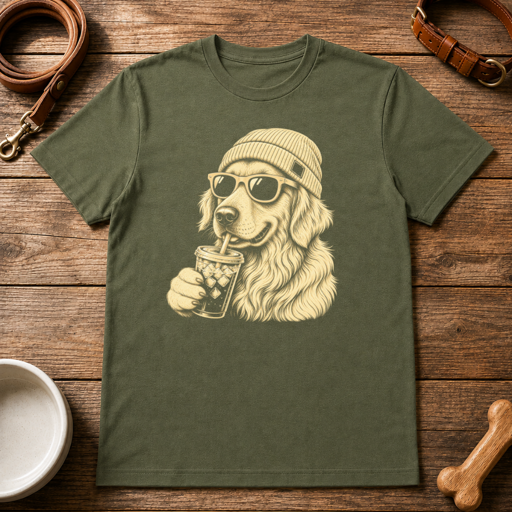 Golden Retriever Drinking Coffee T-Shirt