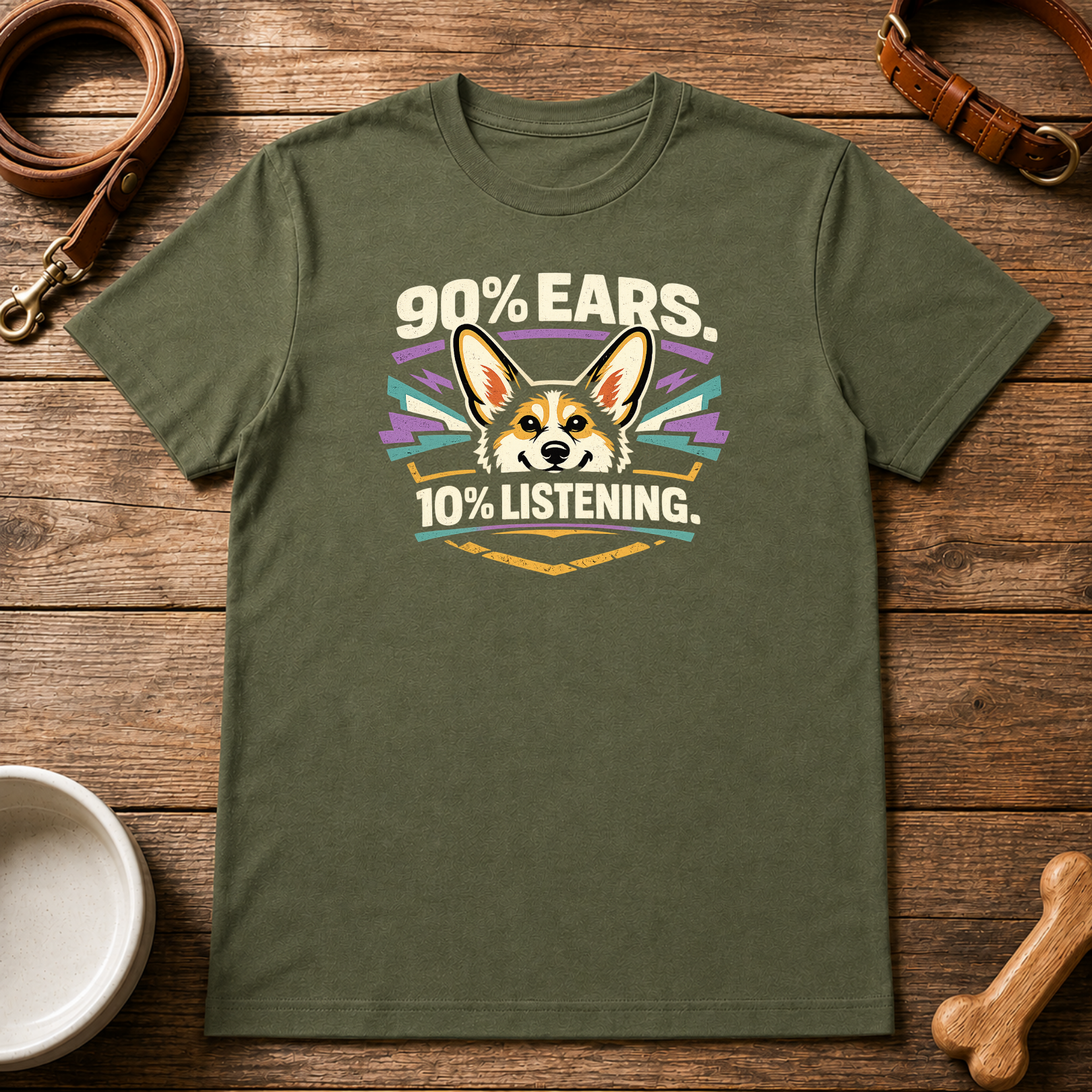 Corgi 90% Ears 10% Listening T-Shirt