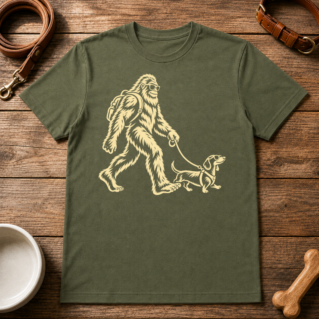 Bigfoot Walking Dachshund T-Shirt