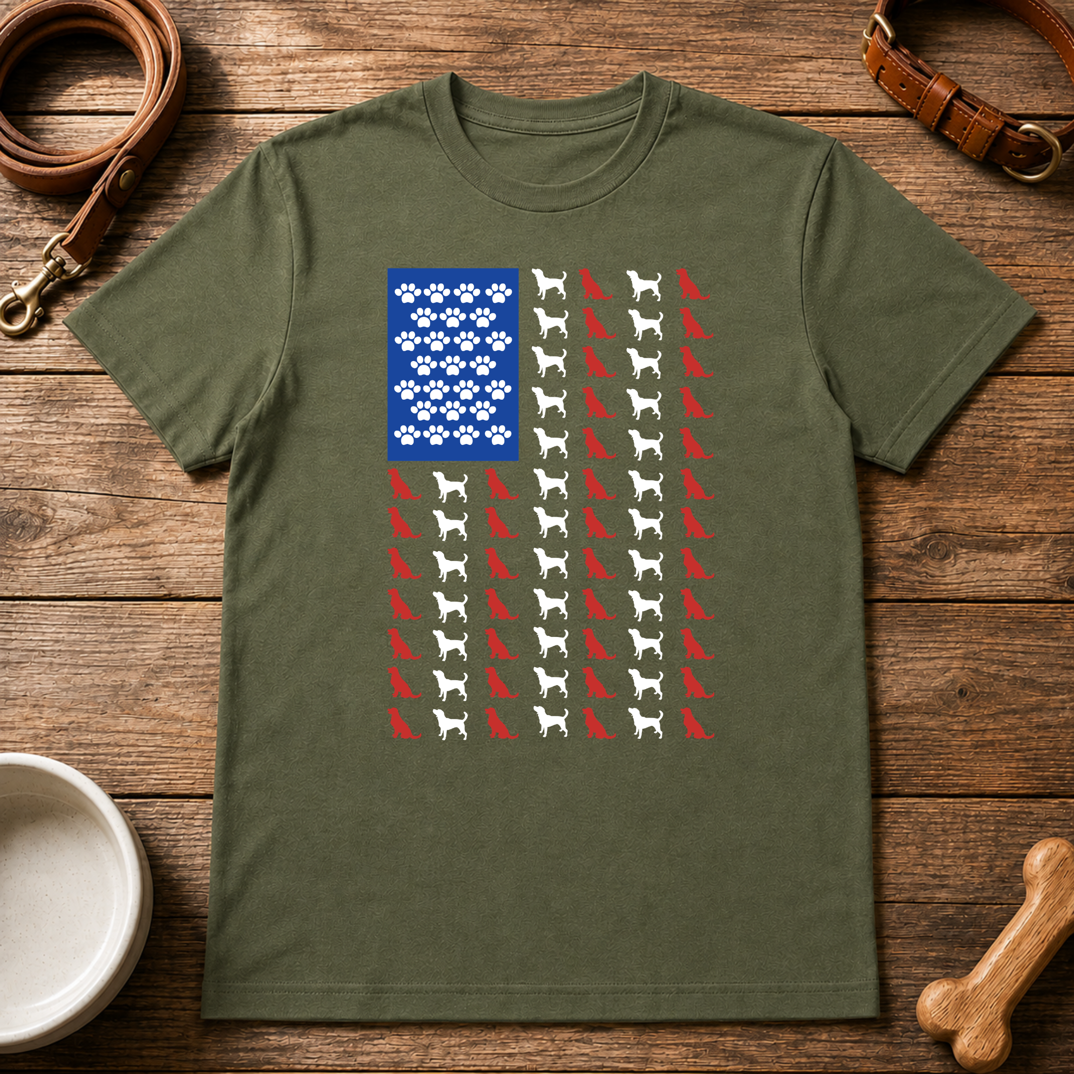 Dog American Flag T-Shirt