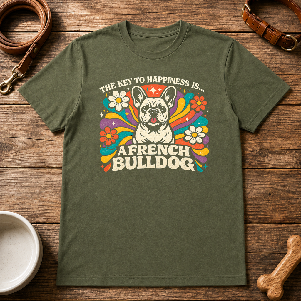The Key to Happiness is a French Bulldog T-Shirt