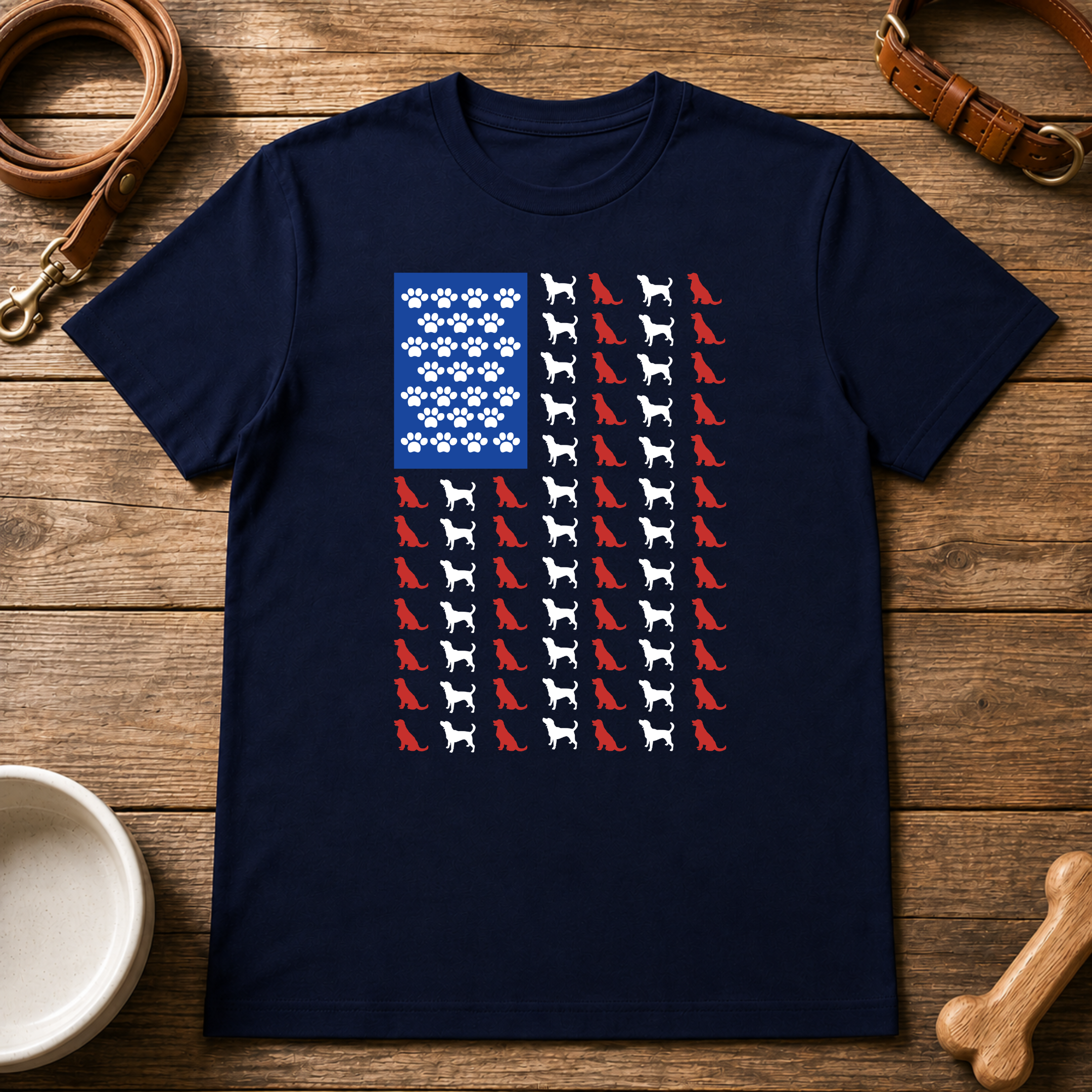 Dog American Flag T-Shirt