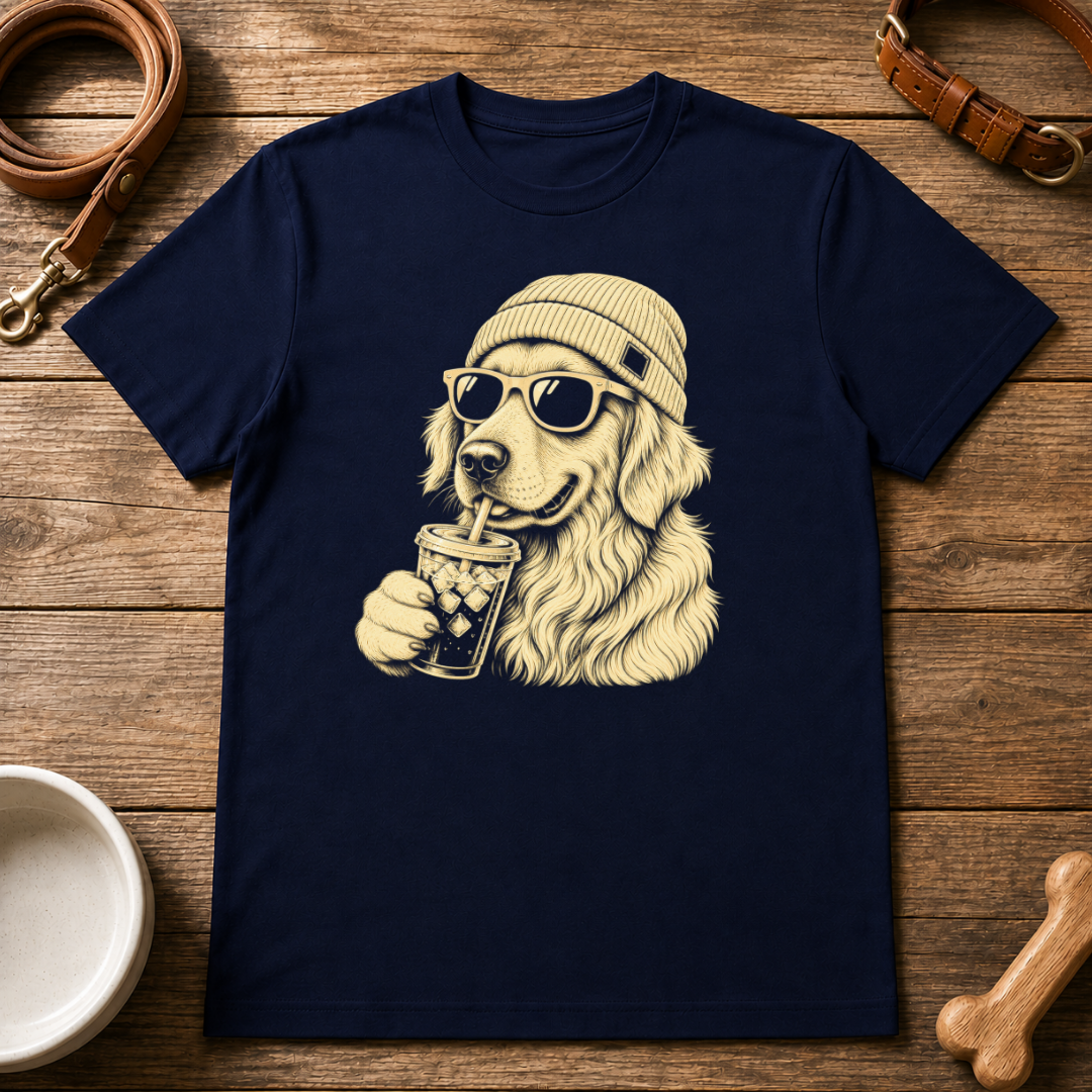 Golden Retriever Drinking Coffee T-Shirt