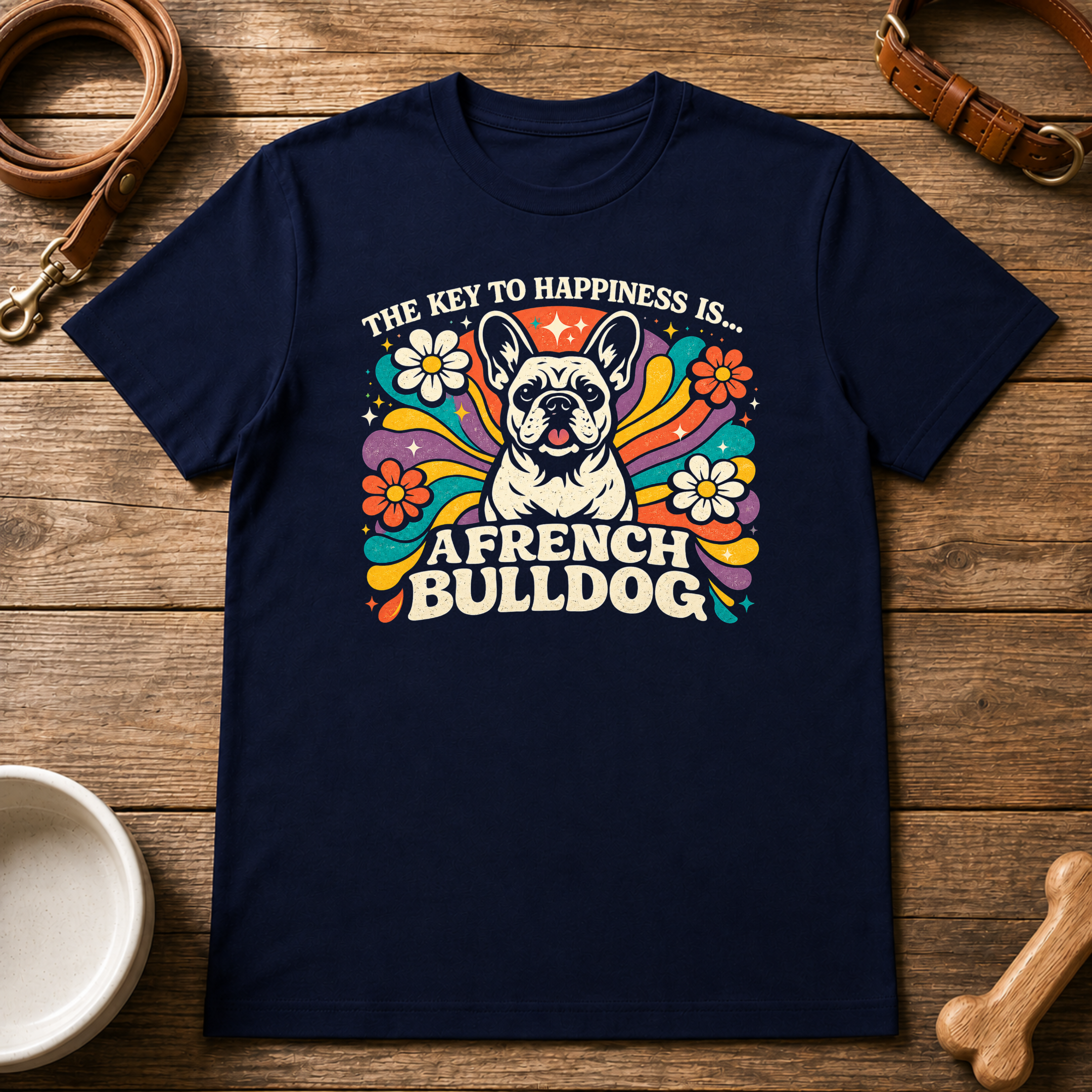 The Key to Happiness is a French Bulldog T-Shirt