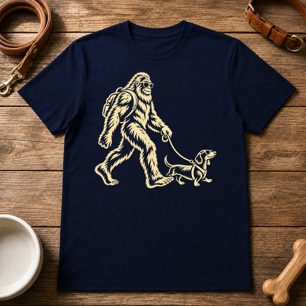 Bigfoot Walking Dachshund T-Shirt