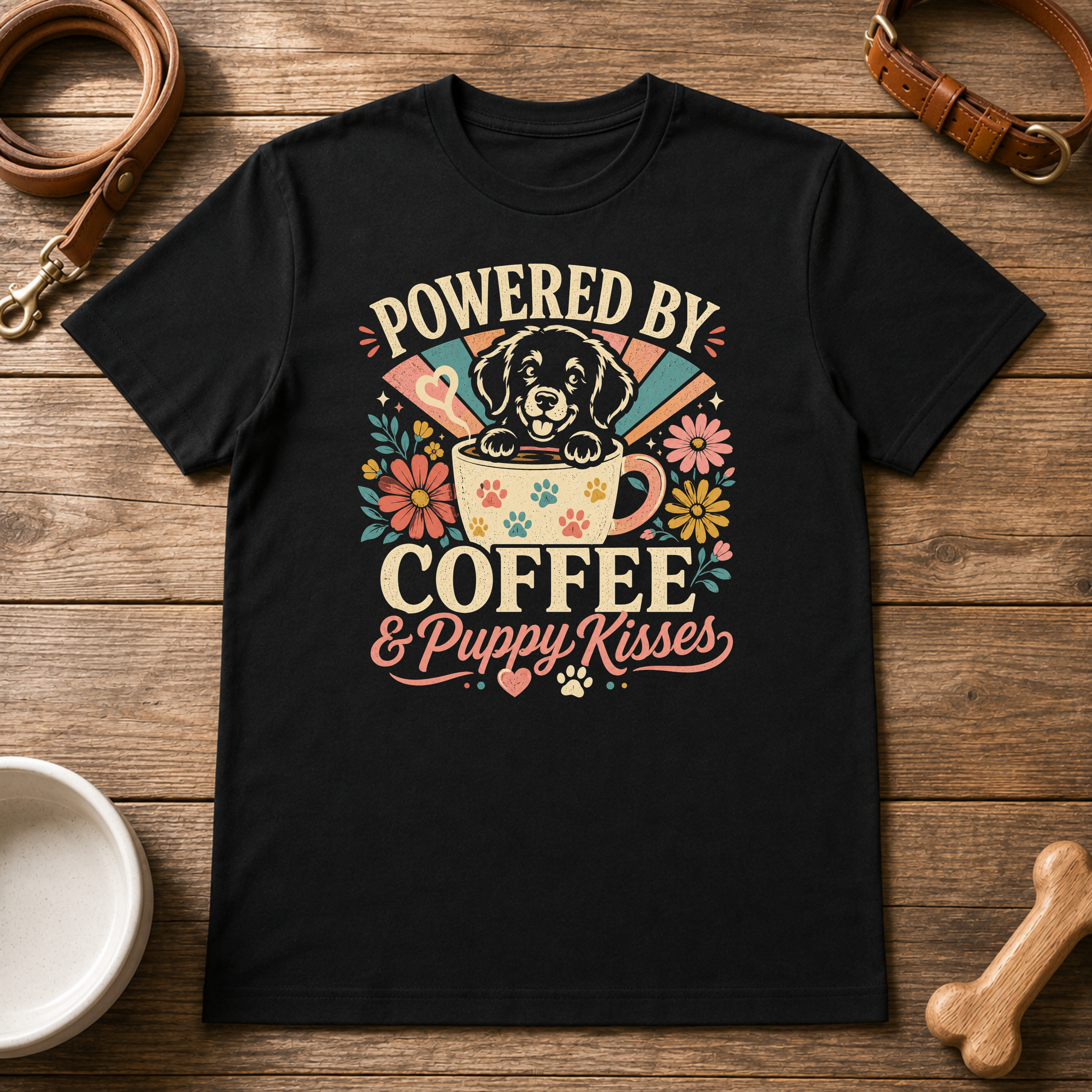 Powered by Coffee & Puppy Kisses T-Shirt
