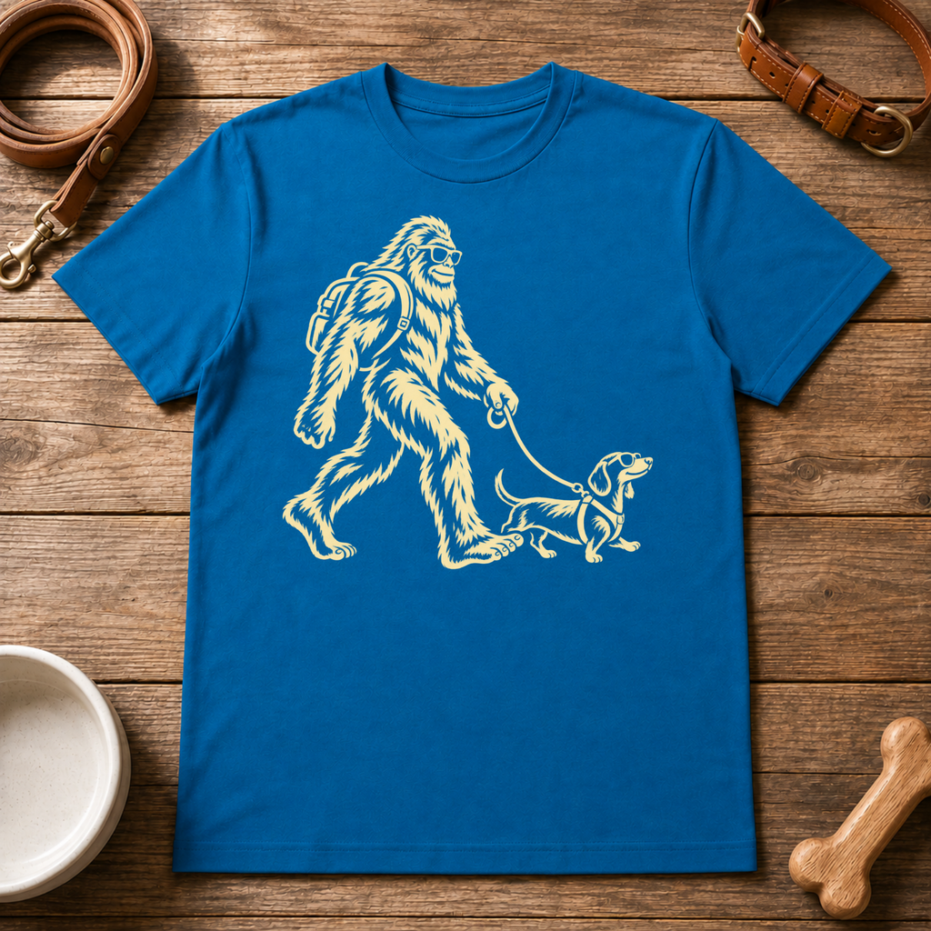 Bigfoot Walking Dachshund T-Shirt