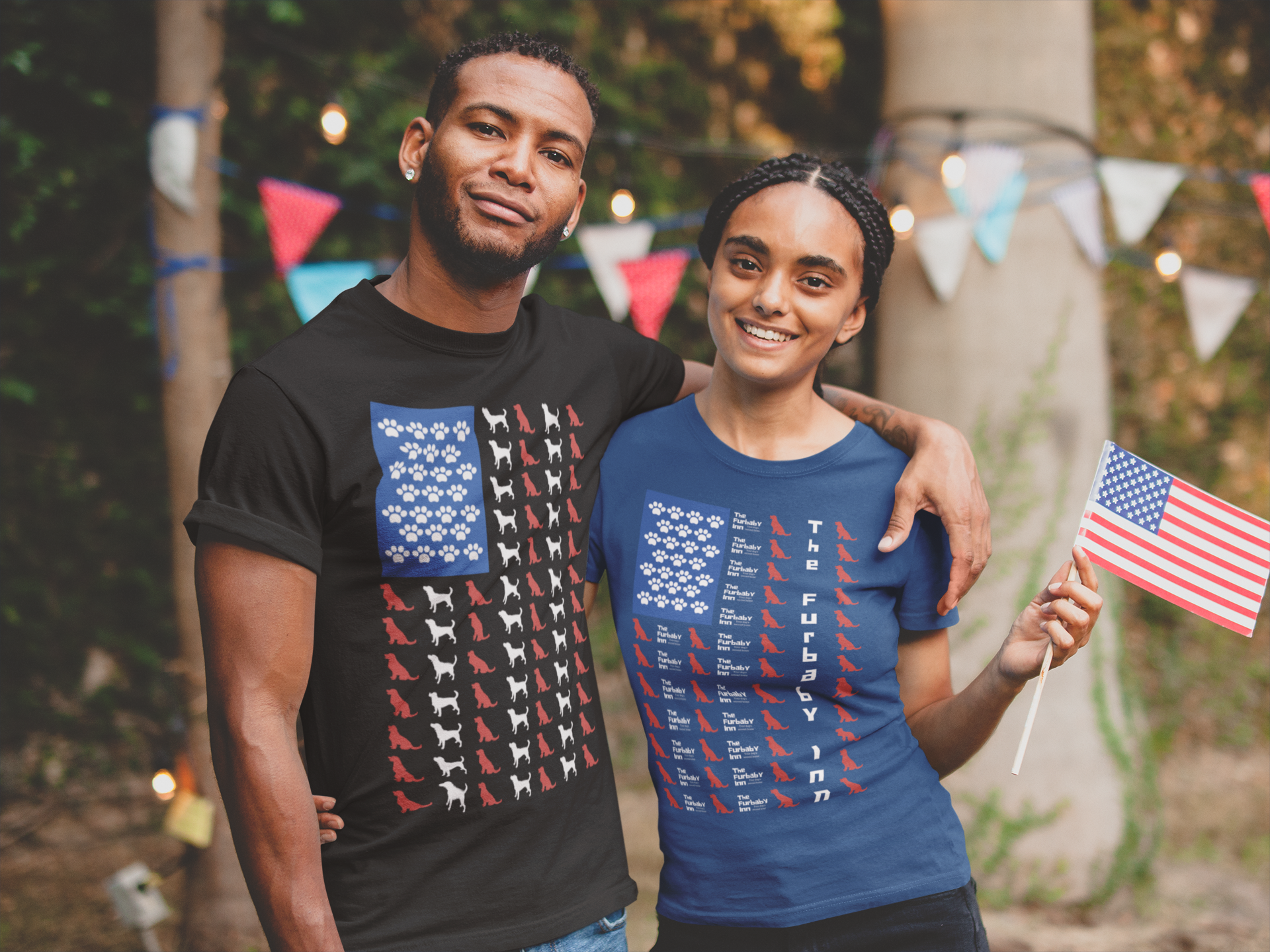 The Furbaby Inn American Dog Flag Short sleeve t-shirt